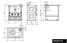 sporák ROSETTA MAIOLICA - rozměrový nákres